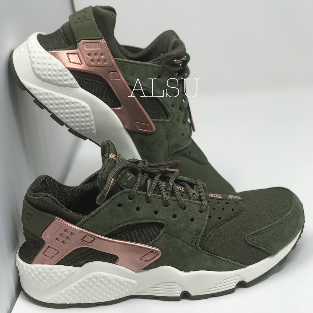 Nike Air Huarache Run Suede Olive Canvas Rose W - Picture 5 of 8